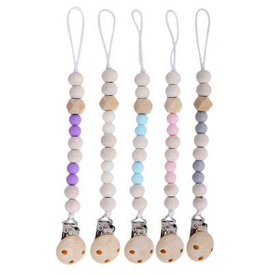 Handmade Wooden Pacifier Chains Safe Teething Chain Baby Tee