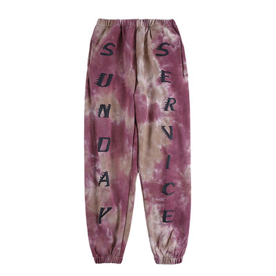 20SS Kanye West Tie Dye 3D Foam Letter Print Sweatpants Men