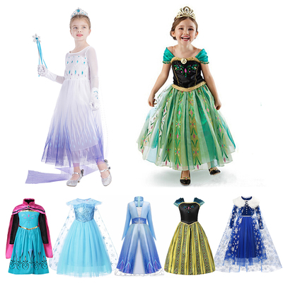 Anna Elza Girls Dress Cosplay Snow Queen Princess Dress For
