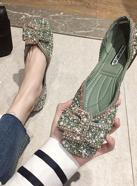 Women Ballet Flats 2021 Bling Crystal Diamond Dress Ladies B