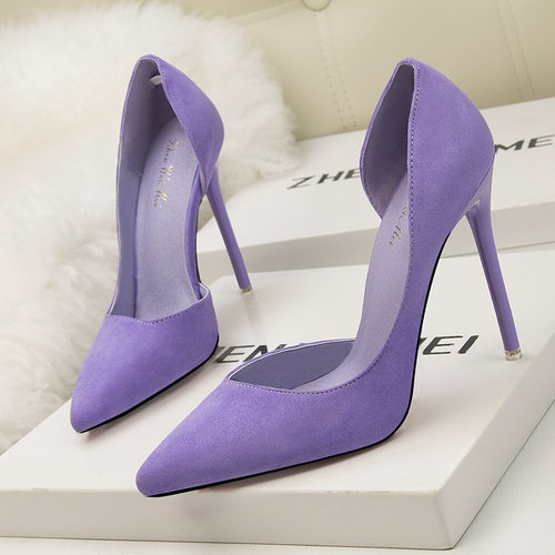 Women's Pumps Suede High Heels Female Pointed Toe Office Sho