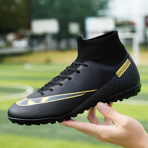 Men Soccer Shoes AG/TF High Ankle Football Boots Outdoor Non