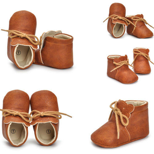 Citgeett Brown Newborn Baby Boy Girl Crib Shoes Toddler Soft