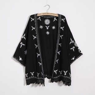 Women Embroidery Kimono Cardigan 2021 Boho Fashion Summer Sh
