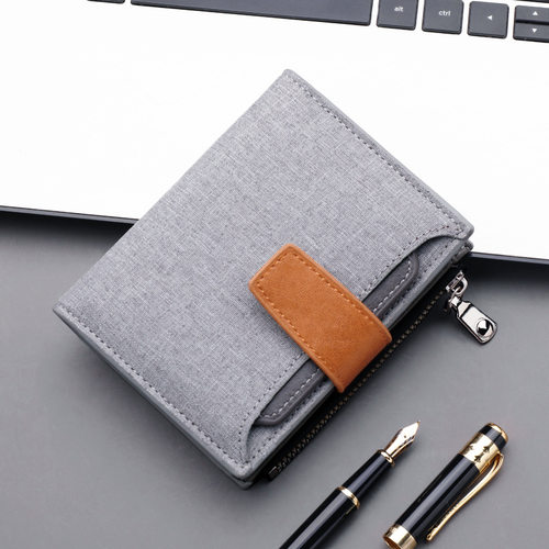 Men Wallet  and PU Leather Gray/blue/black Short Male Purse