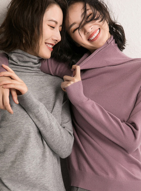 Autumn Winter Womens Sweater Turtleneck Slim Fit Basic Pullo