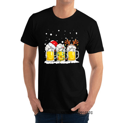 Christmas Beer Graphic T-Shirts Hiphop Harajuku Camisas Sant