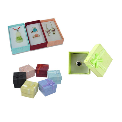 19 Colours Ring Box Earring Package Case Cute Ribbon Paper N