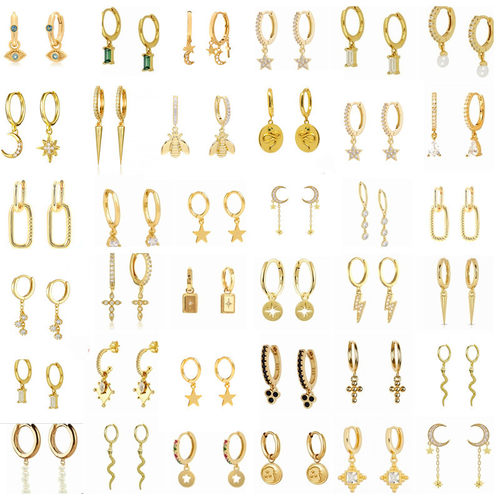 AIDE Trendy Gold Hoops Earrings For Women 925 Sterling Silve