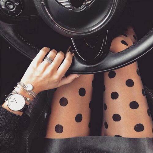 Hot Dot Patterned Women Pantyhose Fashion Sweet Girl Black S