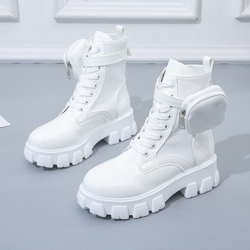 New Botas Women Motorcycle Ankle Boots Wedges Female Lace Up