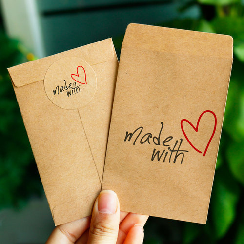 50pcs Gift Paper Bag Made With Love Thank You Kraft Paper Ba