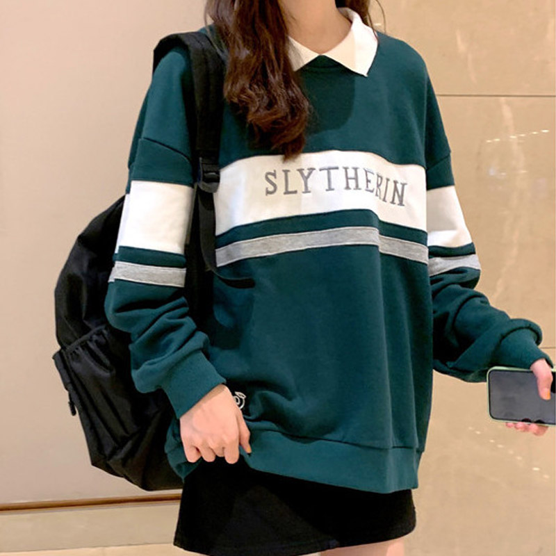 Women Sweatshirt with Collar Tops Men School Uniforms Girl