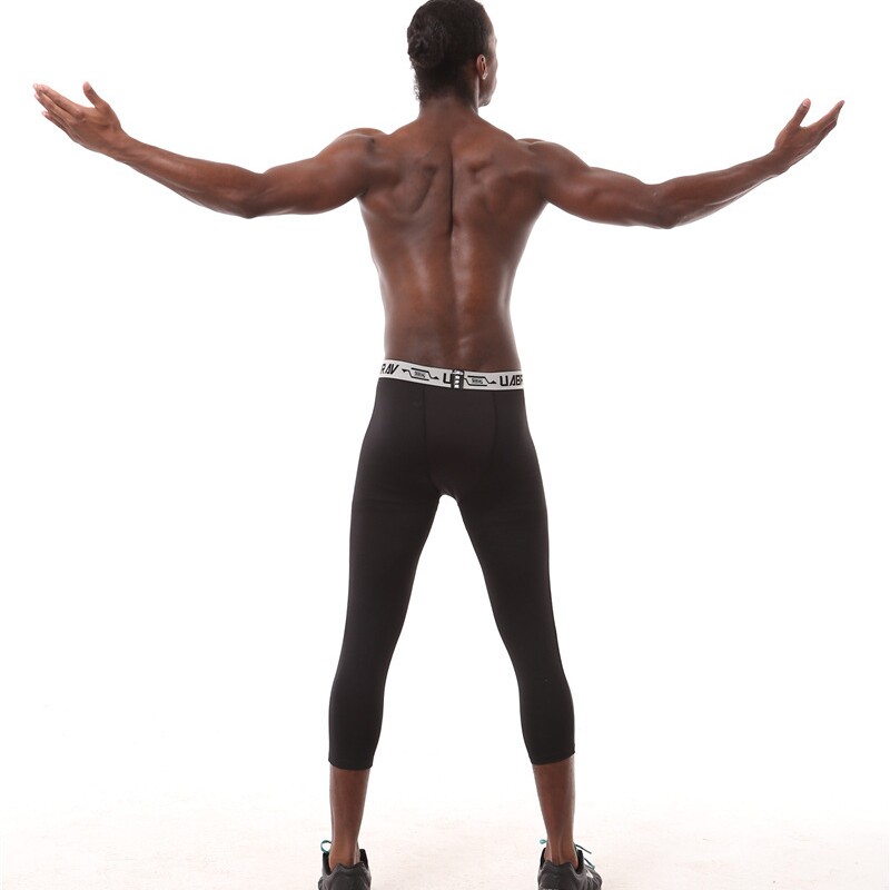 D Men Compression 3/4 Pants Sports Joggers Running Athlete T