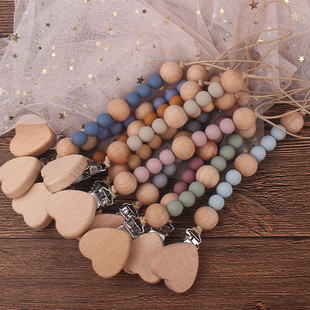 Baby Pacifier Clips Newborn Silicone Teething Beads Holder f