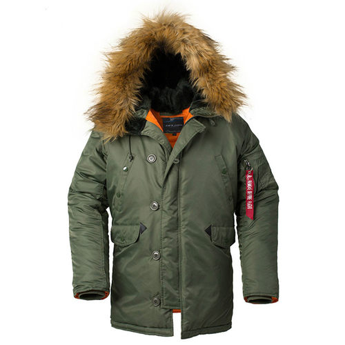 Winter N3B Puffer Jacket Men Long Canada Coat Military Fur H