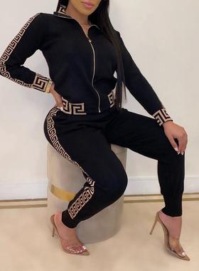 2021 Tracksuits Women Elegant Two-Pieces Suit Sets Female St
