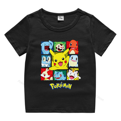 Pokemon Boys Clothes Tops Summer Cotton Kids Short Sleeve Te