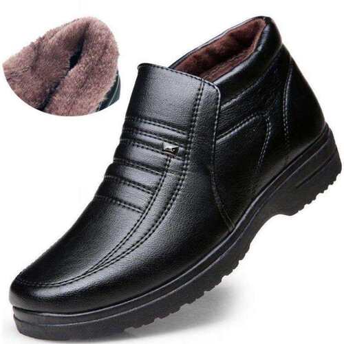 Winter Waterproof Men's Casual Leather Shoes Flannel High To