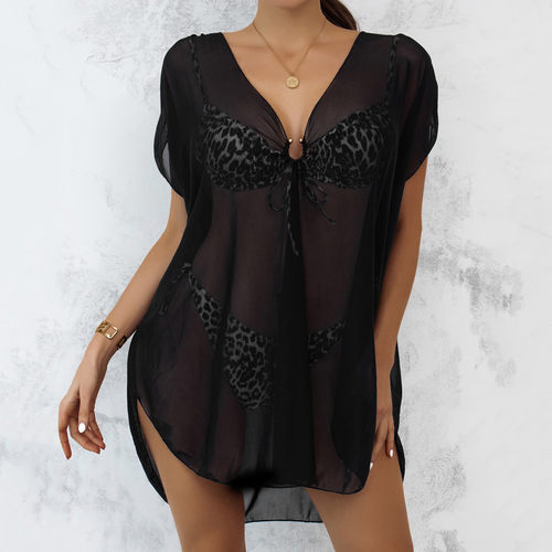 2022 Women Ring Linked Sheer Mesh Cover Up Dress Cover Up Mi