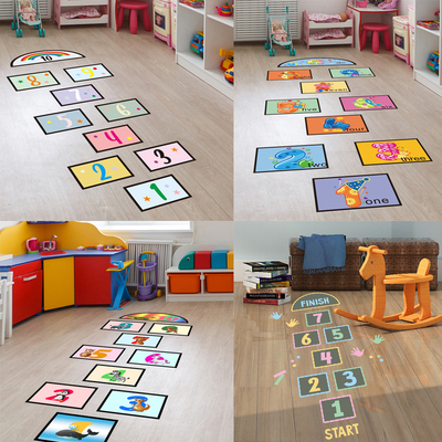 Cartoon Digital Grid Children's Game Floor Sticker Wallpaper