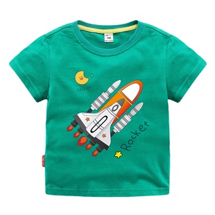 2022 Summer Baby Boys T-shirts Kid Cartoon Plane Space UFO A