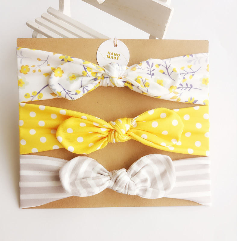 3pcs/lot Dot/stripe/Print Flower Cartoon Bow Elastic Headban