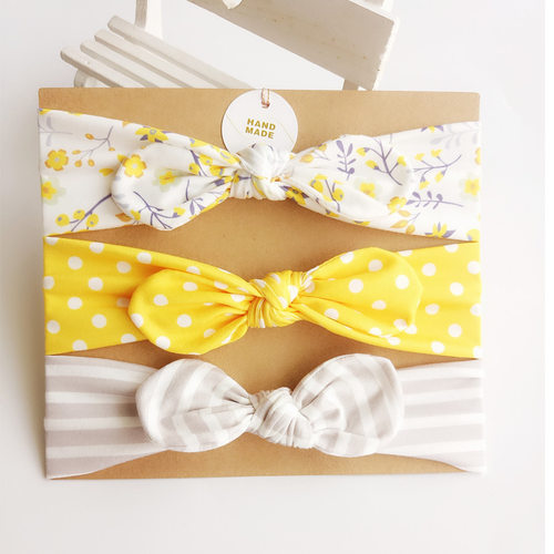 3pcs/lot Dot/stripe/Print Flower Cartoon Bow Elastic Headban