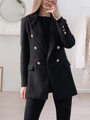 Klkxmyt ZBZA Blazer Women 2022 Fashion Metal Double Breasted