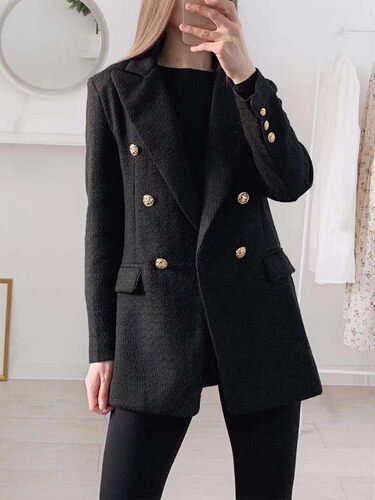 Klkxmyt ZBZA Blazer Women 2022 Fashion Metal Double Breasted