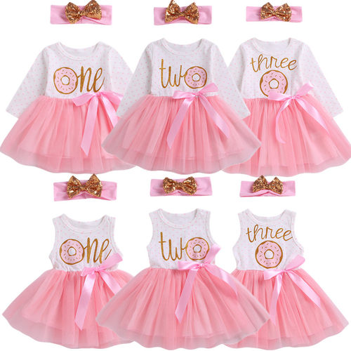 Citgeett 1st/2nd/3rd Birthday Baby Girls Donut Polka Dot Tul