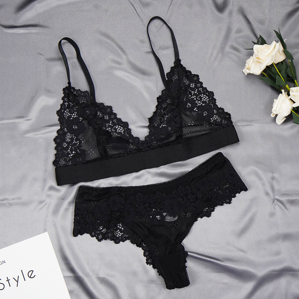 Full Lace Lingerie Set Sexy Women's Underwear Transparent Sh