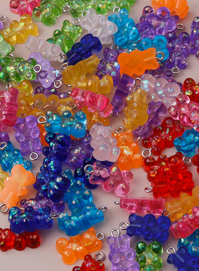 10pcs 22X11mm Resin Sequins Gummy Bear Charms for Jewelry Ma