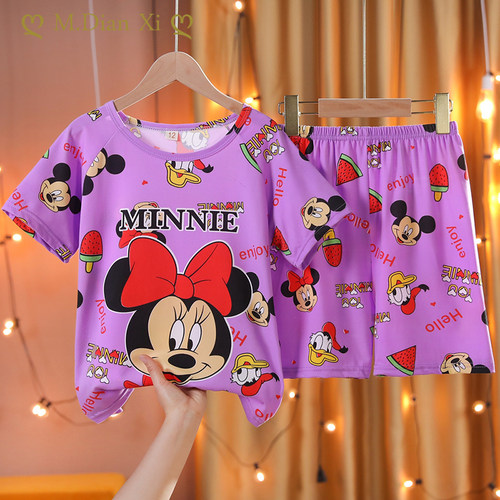 Kids Pyjamas Tops Pant Summer Cartoon Sleepwear Set Boys Gir