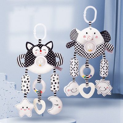 Hanging Rattles Baby Infant Plush Toddler Toys Black White V