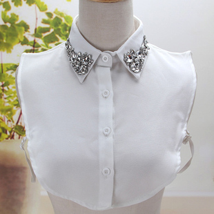 Collar White Black Solid Accessories Fake Blouse femal Shirt