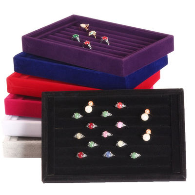 Velvet Tray Ring Showcase Box Organizer Holder Storage Displ