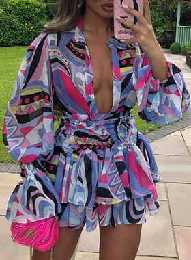 Fandy Lokar V Neck Suits Women Fashion Lantern Sleeve Suit W