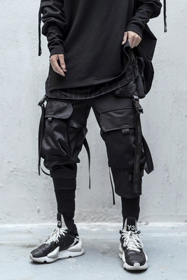 Techwear Cargo Pants Men Black Japanese Setwear Jogger