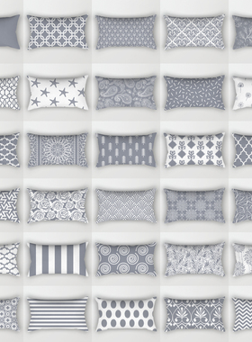 2022 New Gray Lumbar Pillows Case 30X50CM Damask Geometry Le