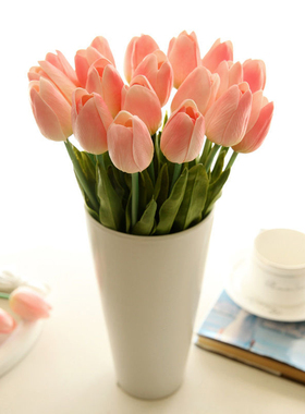 5pcs Tulip PU Artificial Flower Real Touch Bouquet Fake Flow
