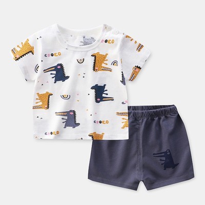 Summer Kids Boy Clothes Fashion Caryoon Dinasaur Tracksuit T
