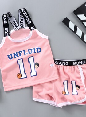 Girl Pink Basketball Suit Boys Tracksuit Kids Summer Clothes