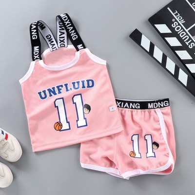 Girl Pink Basketball Suit Boys Tracksuit Kids Summer Clothes