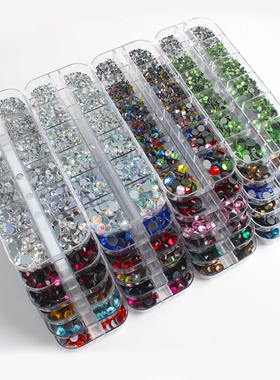 New Box Set 36 Colors 12 grid box Hotfix rhinestone 1200pcs