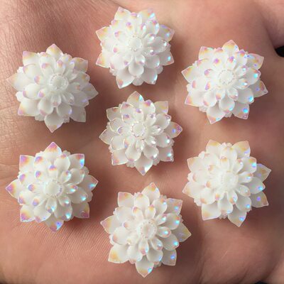 New DIY 10pcs 20mm AB Resin Cute Flower Flatback Stone Weddi