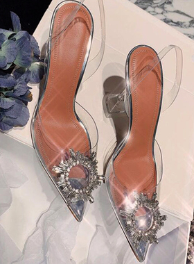 2022 Brand Women Pumps Luxury Crystal Slingback High Heels L