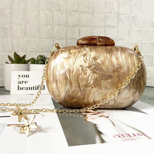 Ellipse Acrylic Bags Cute Clutches Coffee Handbag Evening Cl