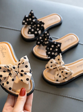 Baby Kids Girls Summer Beach Slippers, Toddlers Dots Bow Ope