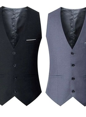Black Grey Navy Blue Vests For Men Slim Fit Suit Male Waistc